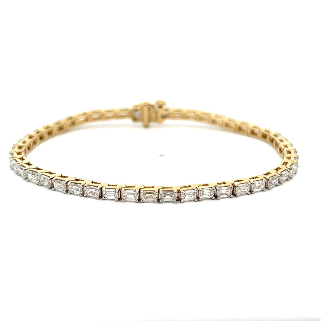 Yellow Gold Lab Grown Baguette Diamonds Tennis Bracelet - BC084
