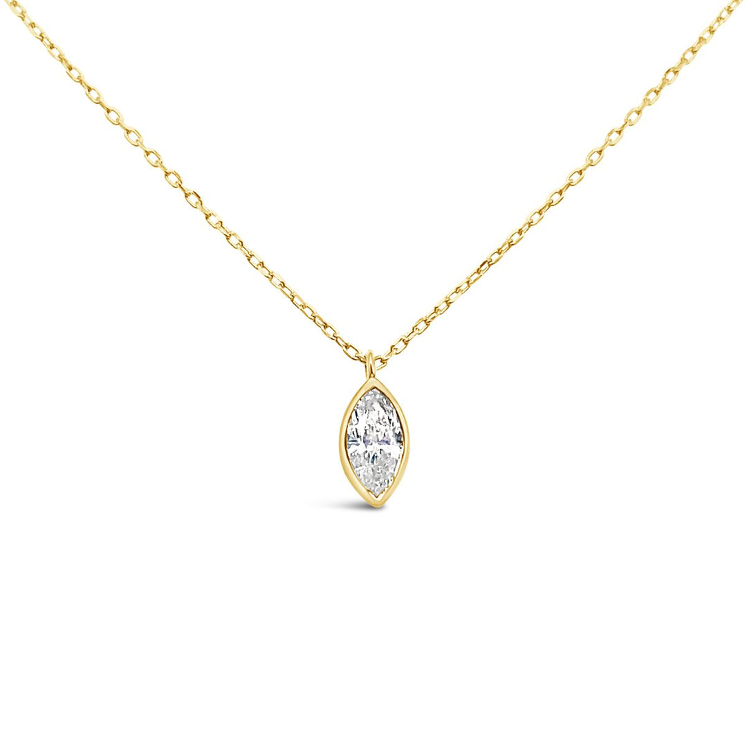 Yellow Gold Marquise Bezel Set Diamond Necklace - HKN00501B