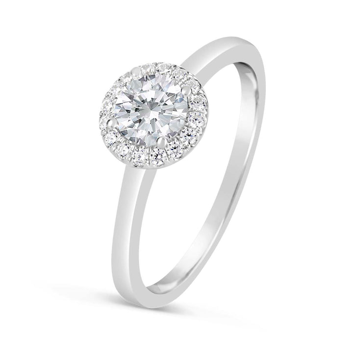 Modern Diamond Halo Engagement Ring