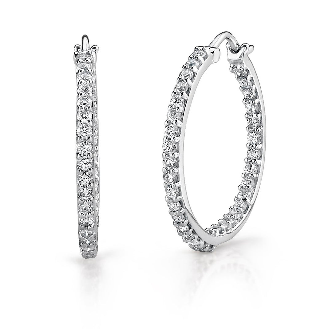 White Gold Diamond Hoop Earrings - IP460E