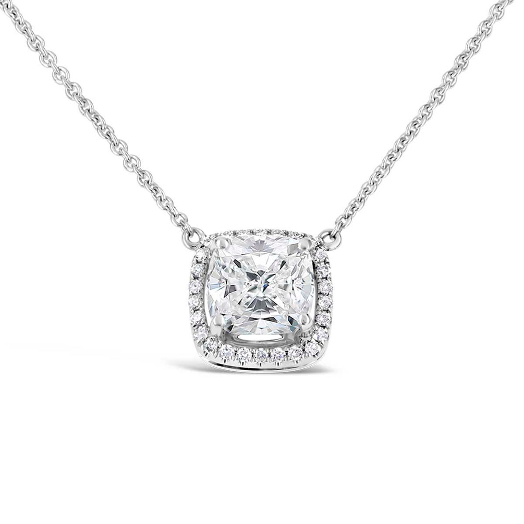 White Gold Diamond Halo Necklace - YJM0192NS