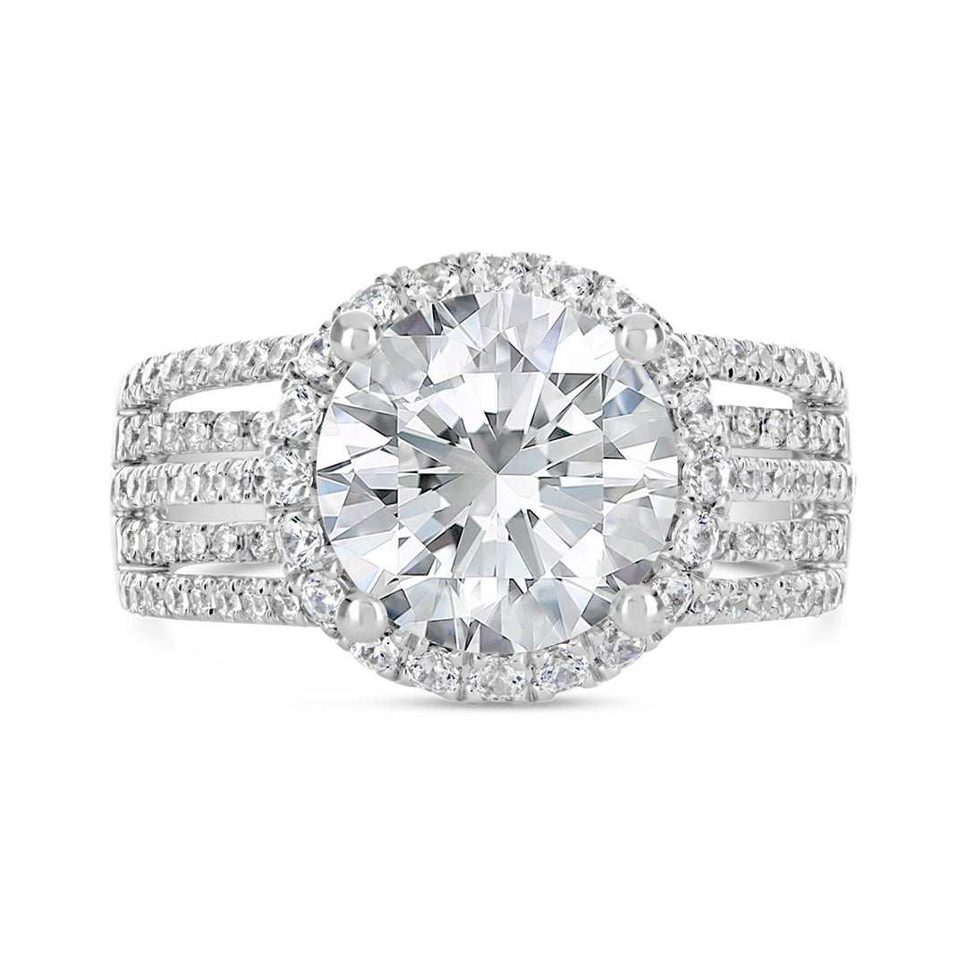 Multi Band Diamond Halo Engagement Ring