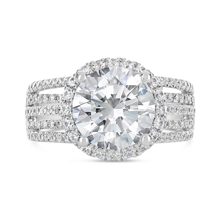 Multi Band Diamond Halo Engagement Ring