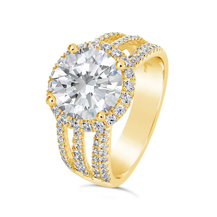 Multi Band Diamond Halo Engagement Ring