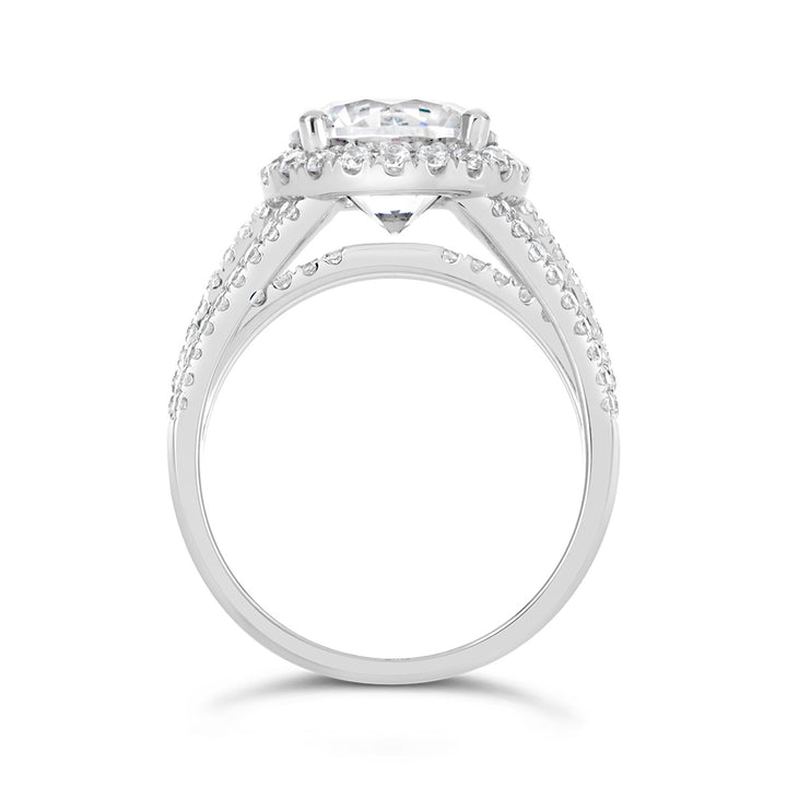 Multi Band Diamond Halo Engagement Ring