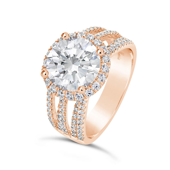Multi Band Diamond Halo Engagement Ring