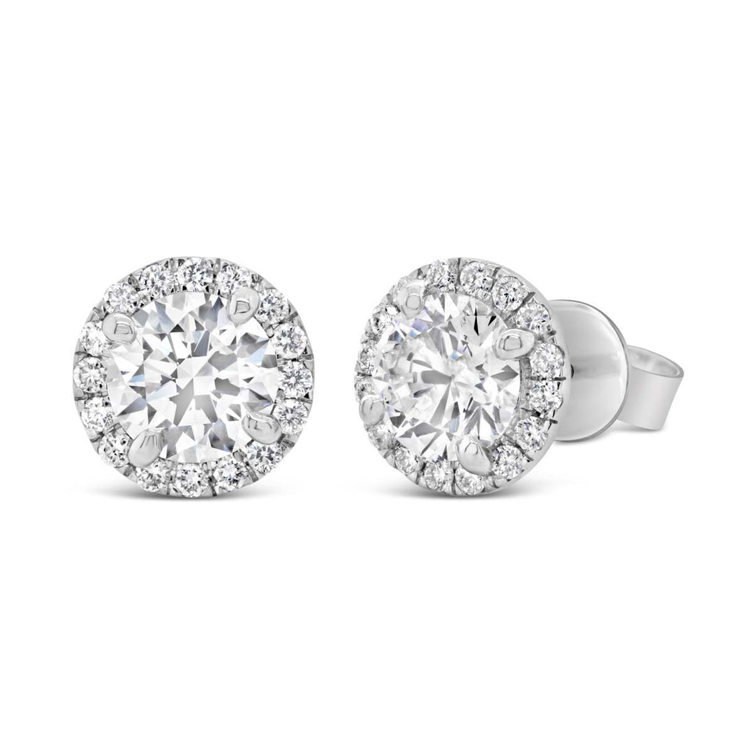 14K White Gold Lab Grown Diamond Halo Stud Earrings - 1.14 ct. total weight
