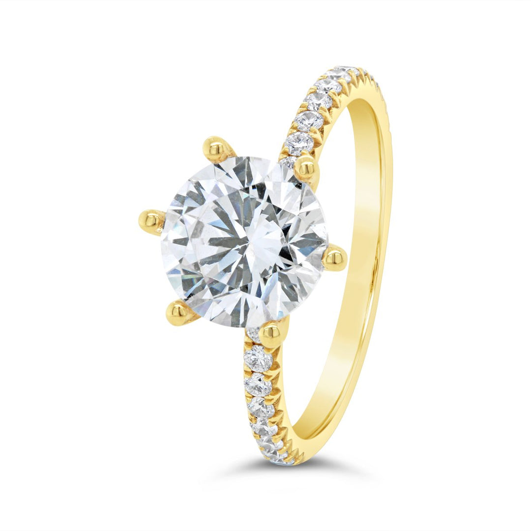 Classic Six-Prong Pave Diamond engagement Ring - YJC1408R