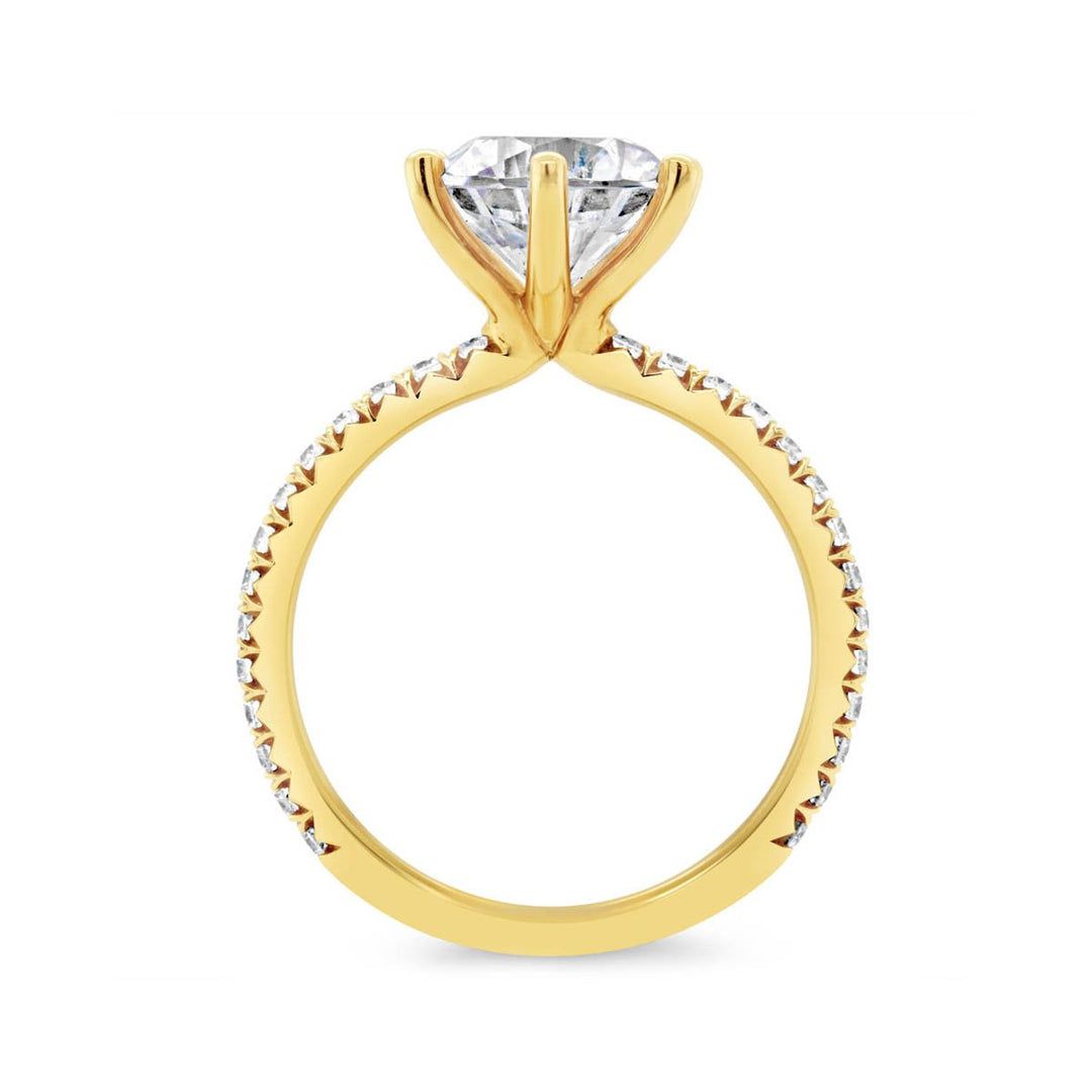 Classic Six-Prong Pave Diamond engagement Ring - YJC1408R