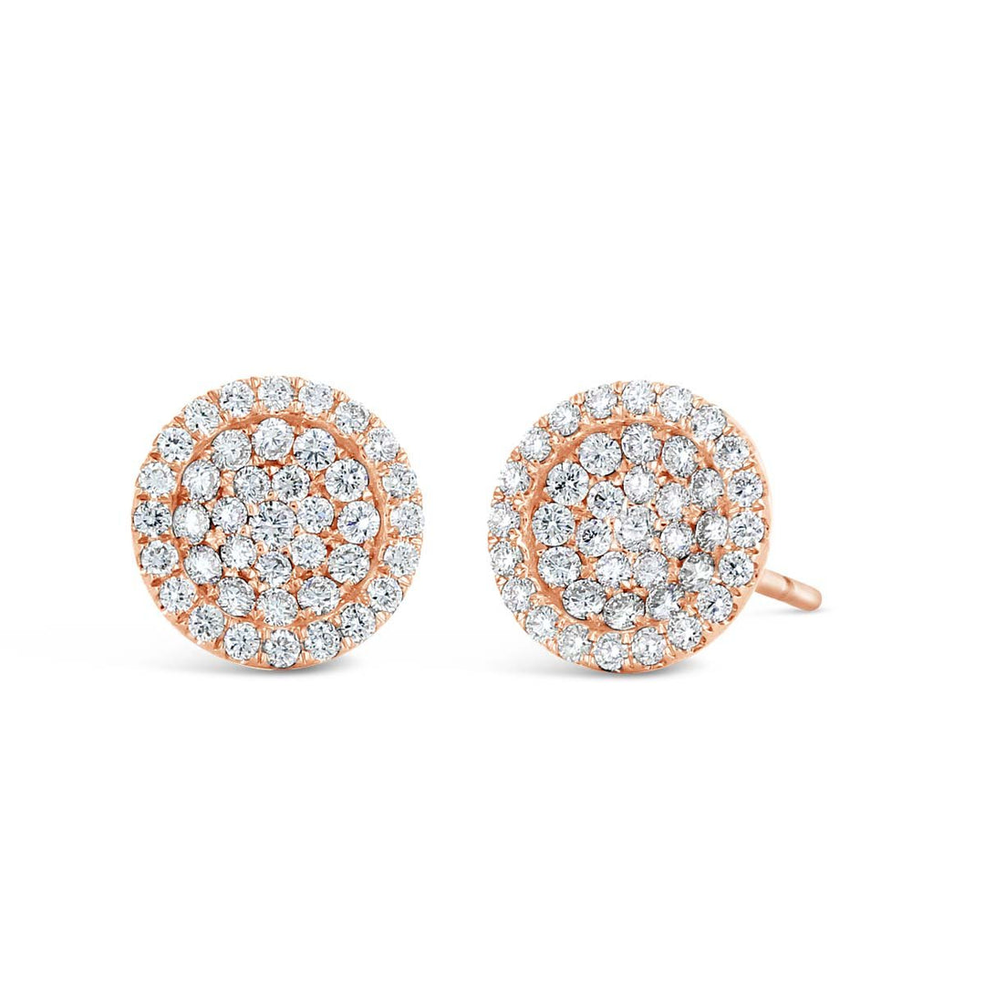 18K Rose Gold Pave Diamond Disk Earrings - YJM2126E-2