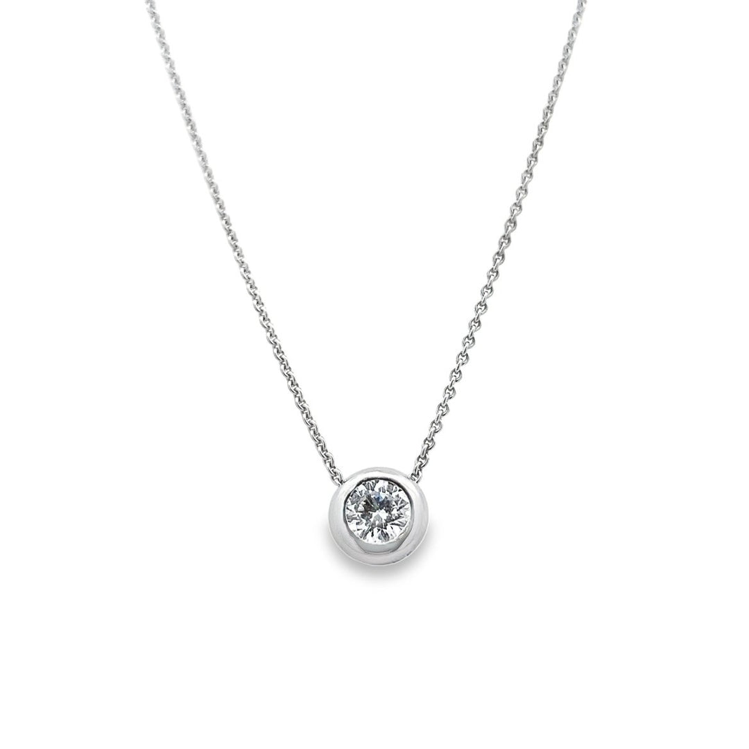 White Gold Lab Grown Diamond Solitaire Slider Necklace - 2374-WG-0.50-LAB
