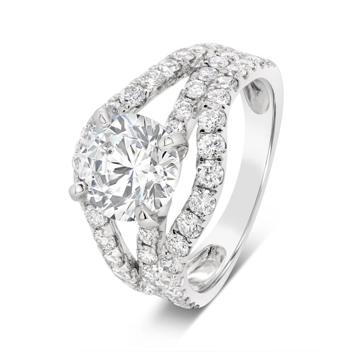 Split Shank Wide Band Diamond Engagement Ring