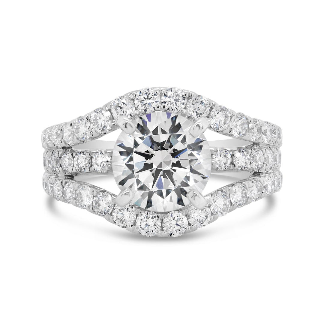 Split Shank Wide Band Diamond Engagement Ring