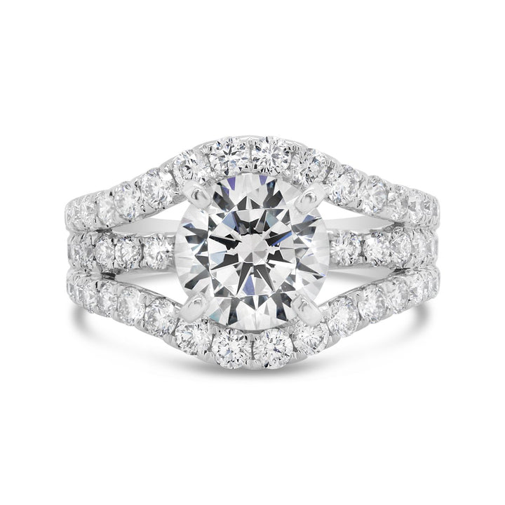 Split Shank Wide Band Diamond Engagement Ring