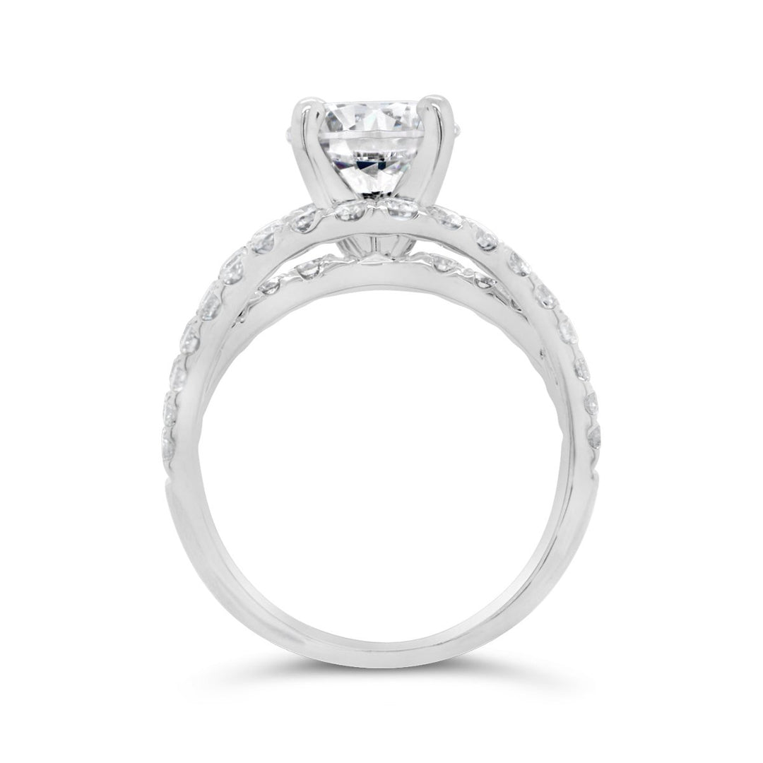 Split Shank Wide Band Diamond Engagement Ring