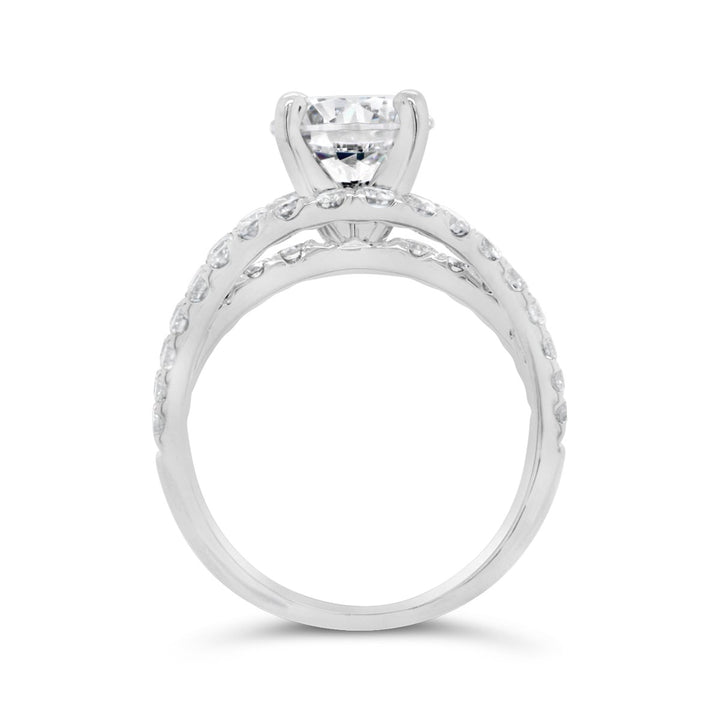 Split Shank Wide Band Diamond Engagement Ring