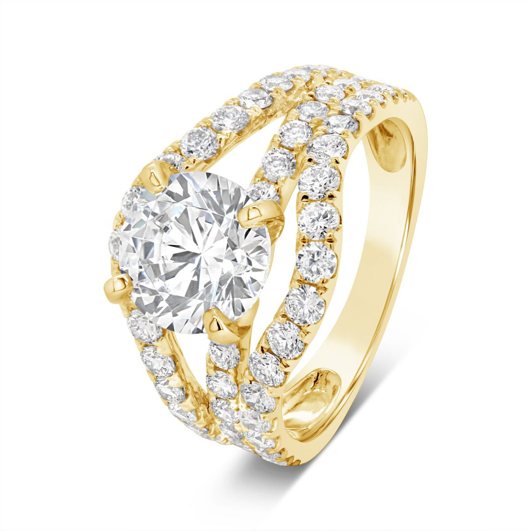 Split Shank Wide Band Diamond Engagement Ring