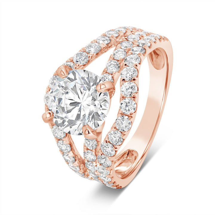 Split Shank Wide Band Diamond Engagement Ring