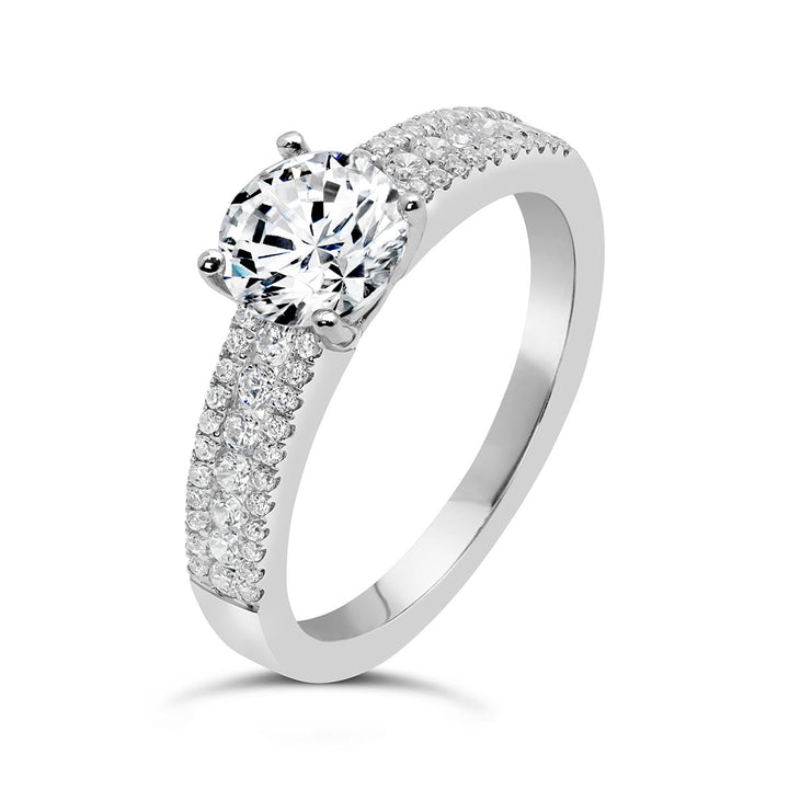 Triple Row Wide Band Diamond Engagement Ring - CR0936D