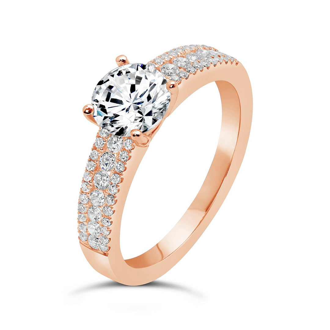 Triple Row Wide Band Diamond Engagement Ring - CR0936D