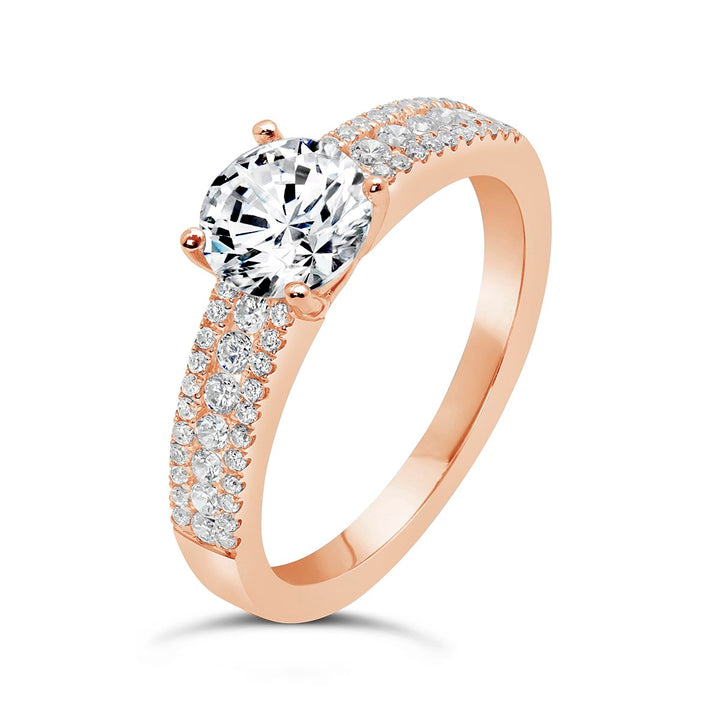 Triple Row Wide Band Diamond Engagement Ring - CR0936D