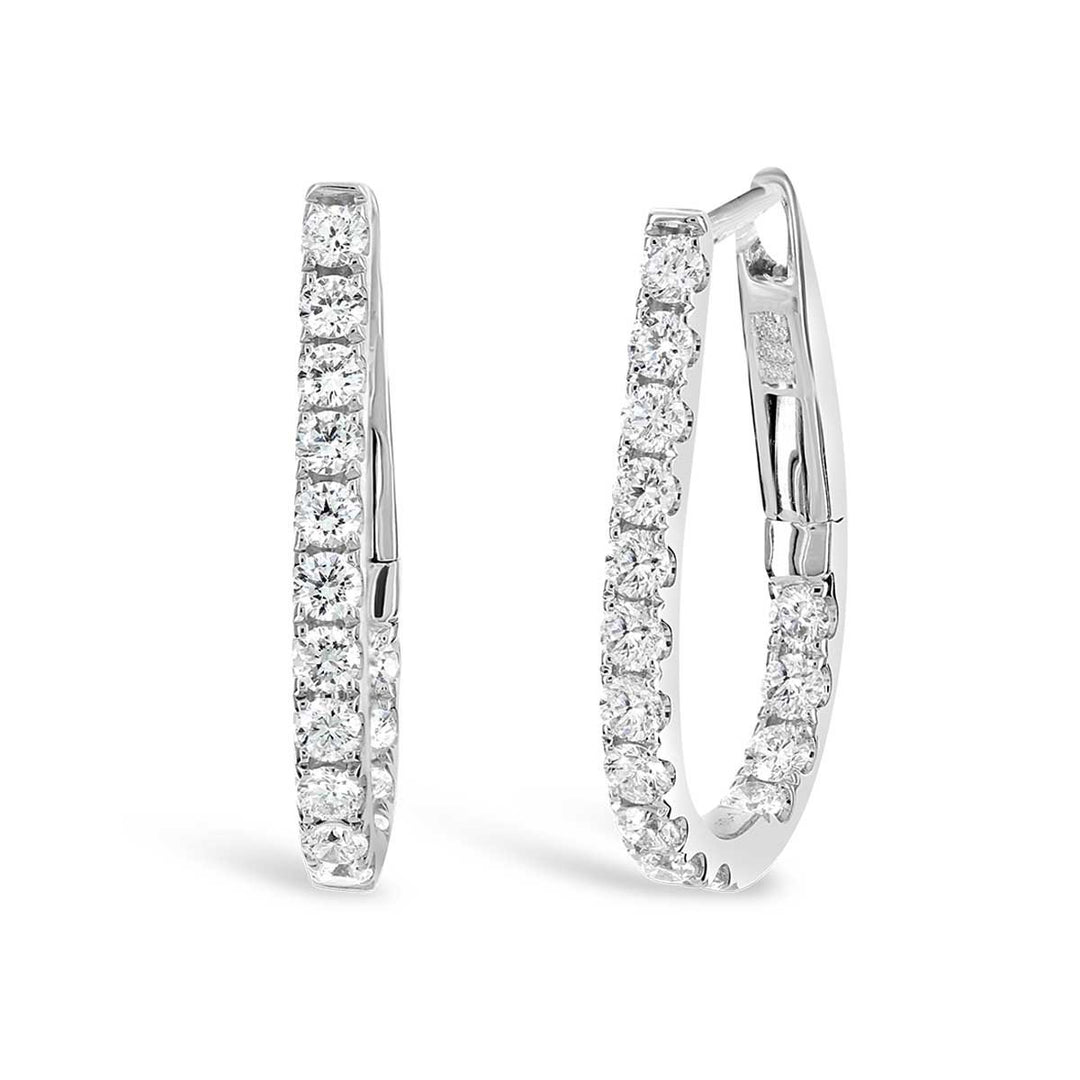 White Gold Diamond Hoop Earrings - GA2E02