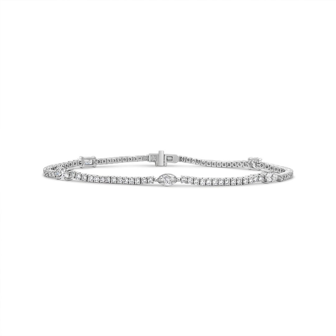 White Gold Lab Grown Diamond Stationed Tennis Bracelet - BRKE-2-51