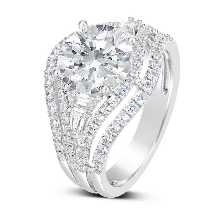 Wide Band Diamond Engagement Ring