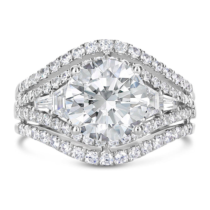 Wide Band Diamond Engagement Ring
