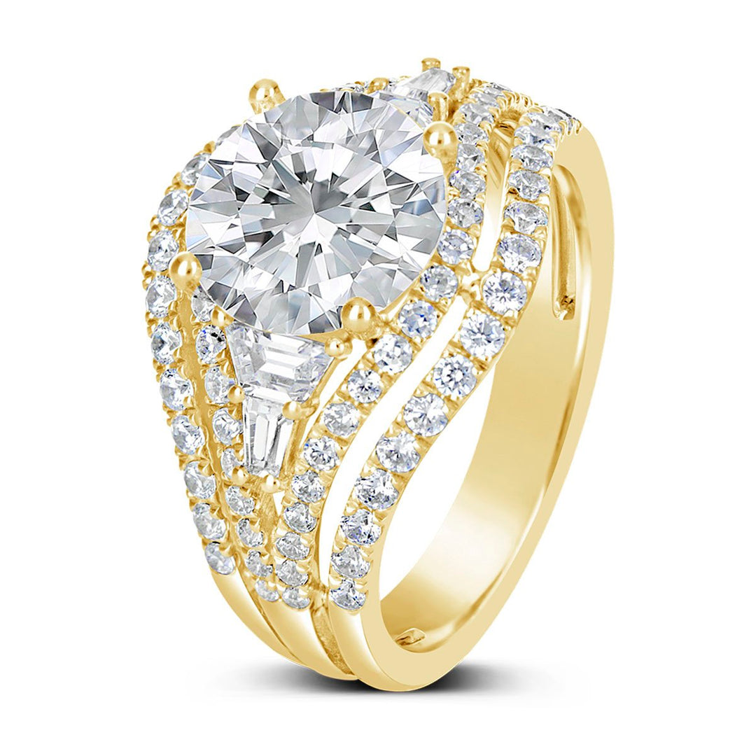 Wide Band Diamond Engagement Ring