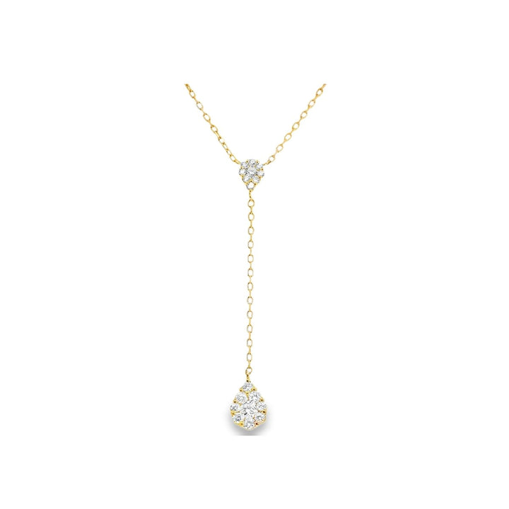18K Yellow Gold Diamond "Y" Pear Cluster Necklace
