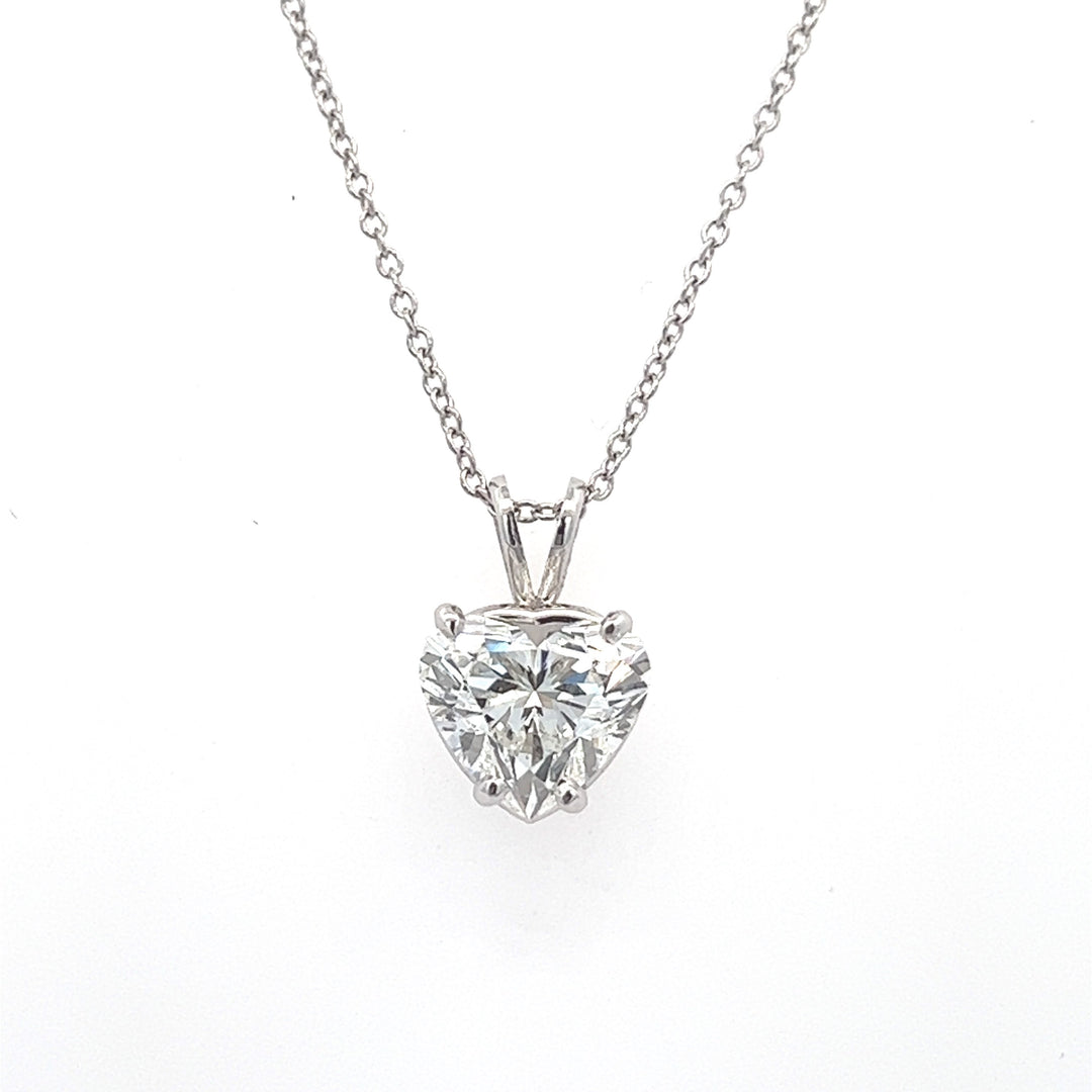 White Gold Lab Grown Heart Shaped Solitaire Pendant - 1651-HS