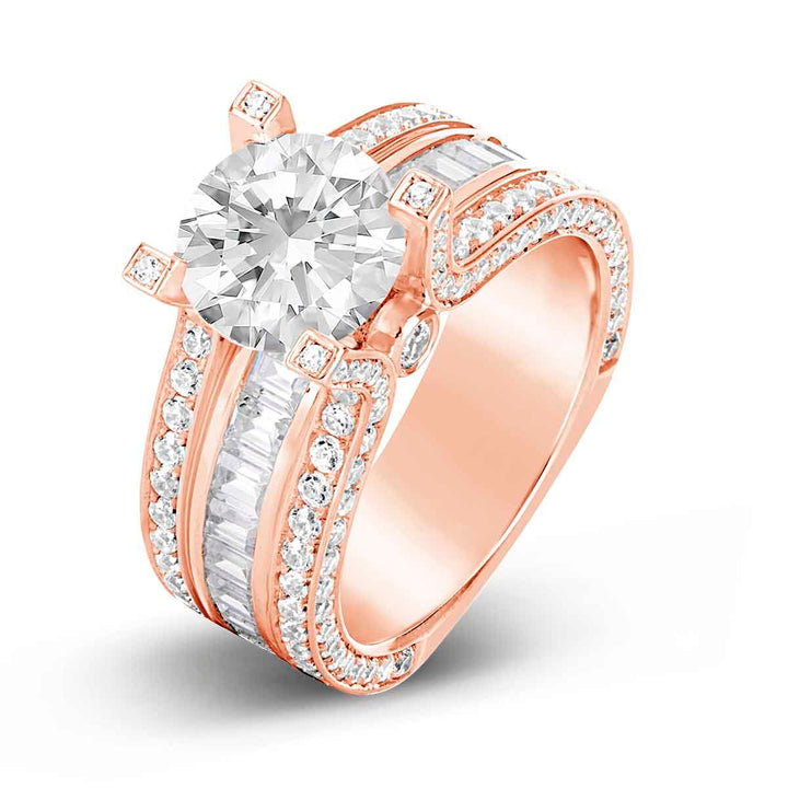 Wide Band Diamond Engagement Ring