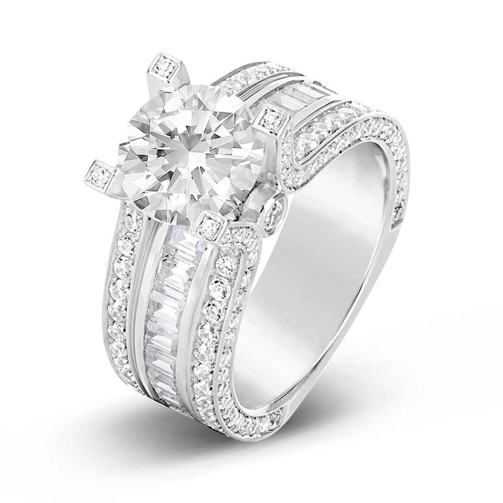 Wide Band Diamond Engagement Ring