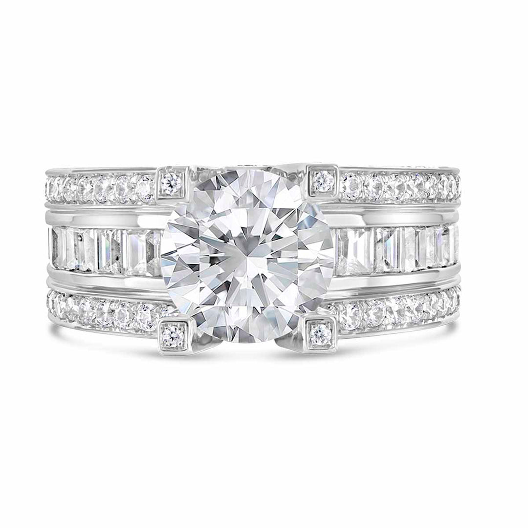 Wide Band Diamond Engagement Ring