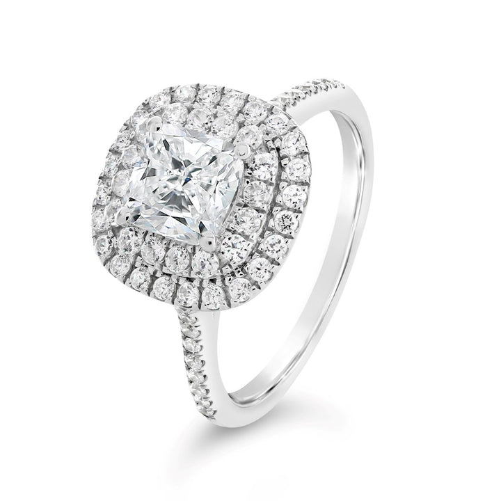 Double Halo Diamond Engagement Ring