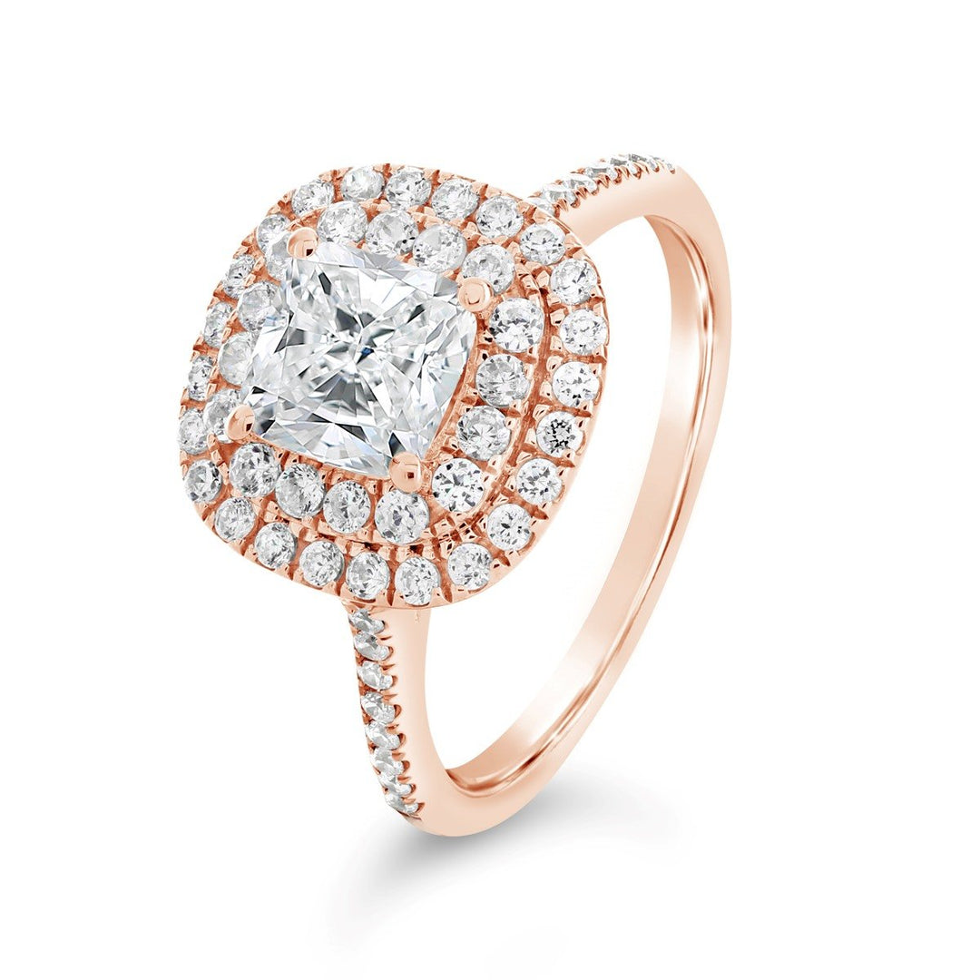 Double Halo Diamond Engagement Ring