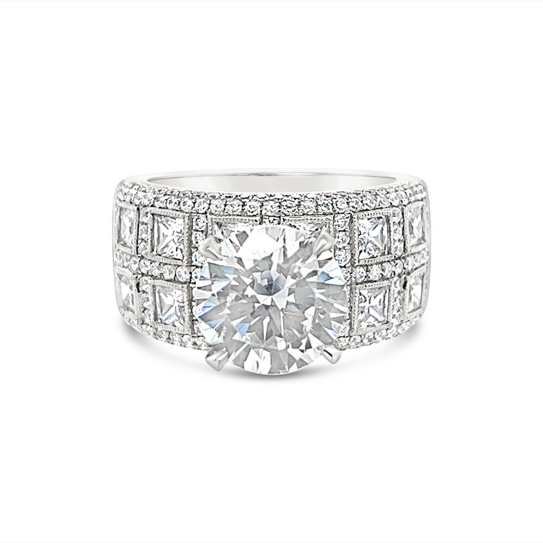 Wide Band Diamond Engagement Ring