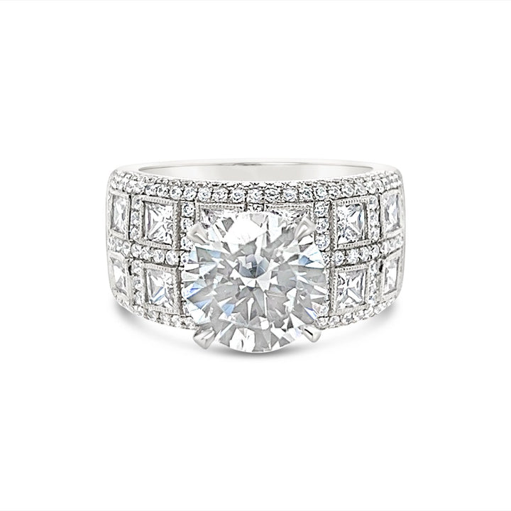 Wide Band Diamond Engagement Ring