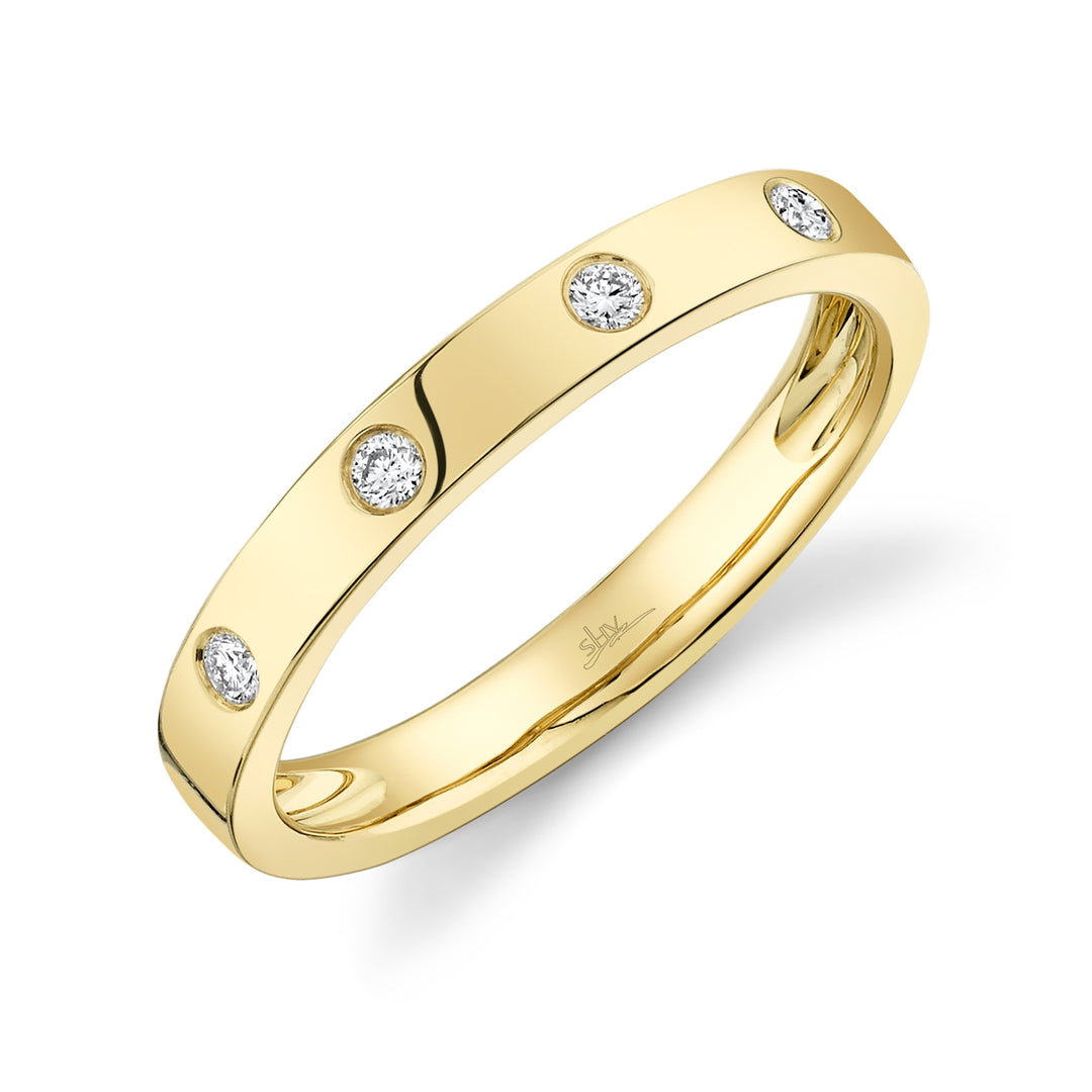 14K Yellow Gold Flush Set Diamond Band - SC55006143