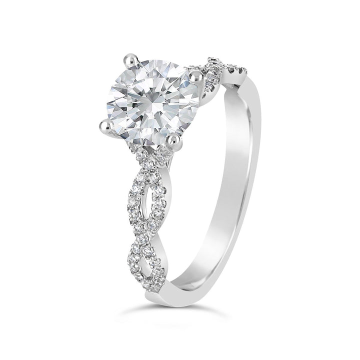 Cross Over Diamond Engagement Ring