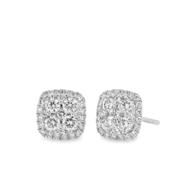 Diamond Cluster Stud Earrings - 34653