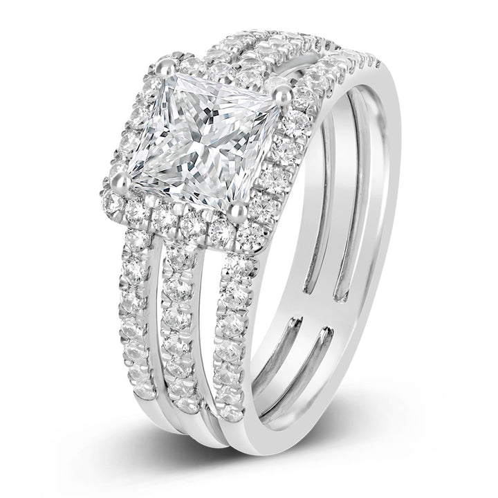 Split Shank Diamond Halo Engagement Ring