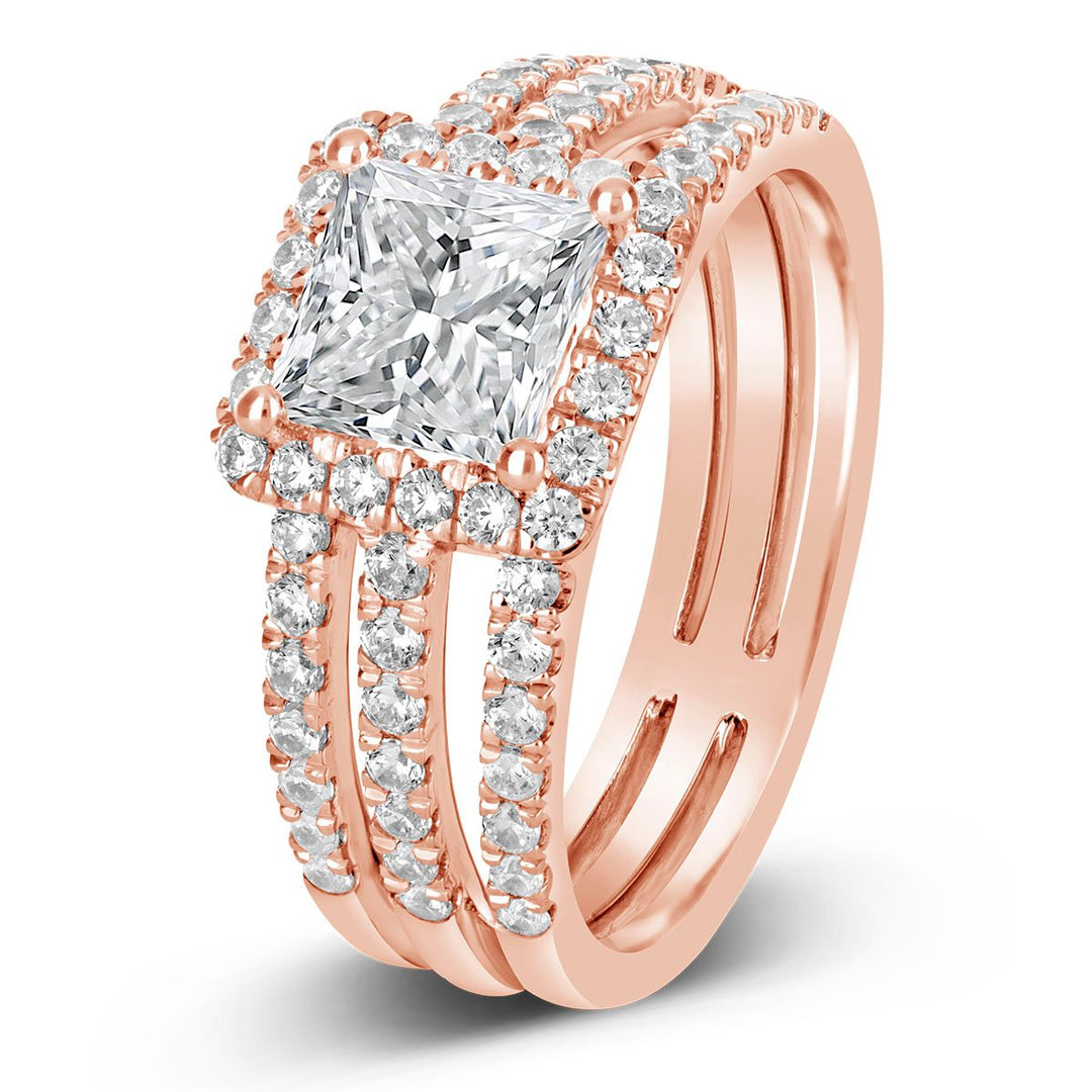 Split Shank Diamond Halo Engagement Ring