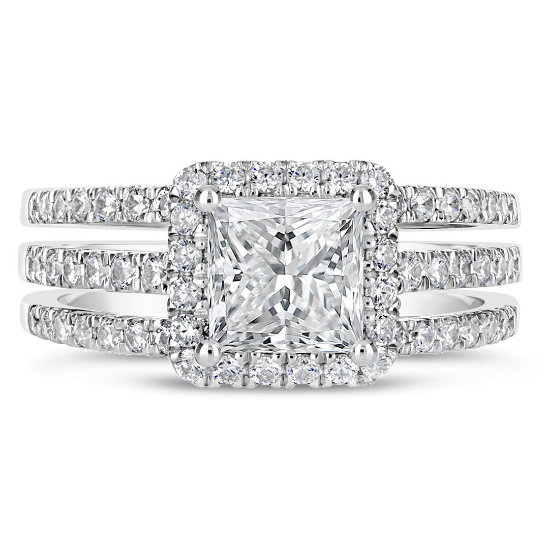 Split Shank Diamond Halo Engagement Ring