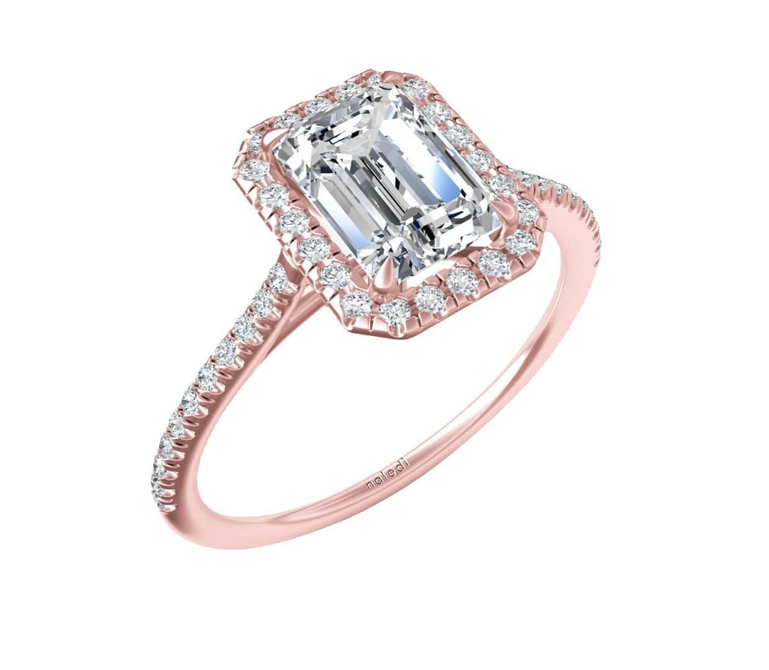 Rectangular Halo Diamond Engagement Ring