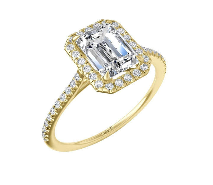 Rectangular Halo Diamond Engagement Ring