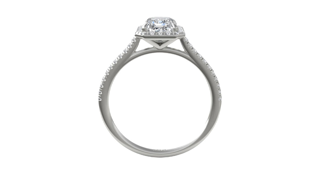 Rectangular Halo Diamond Engagement Ring