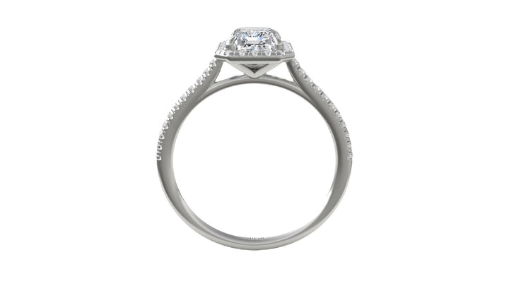 Rectangular Halo Diamond Engagement Ring