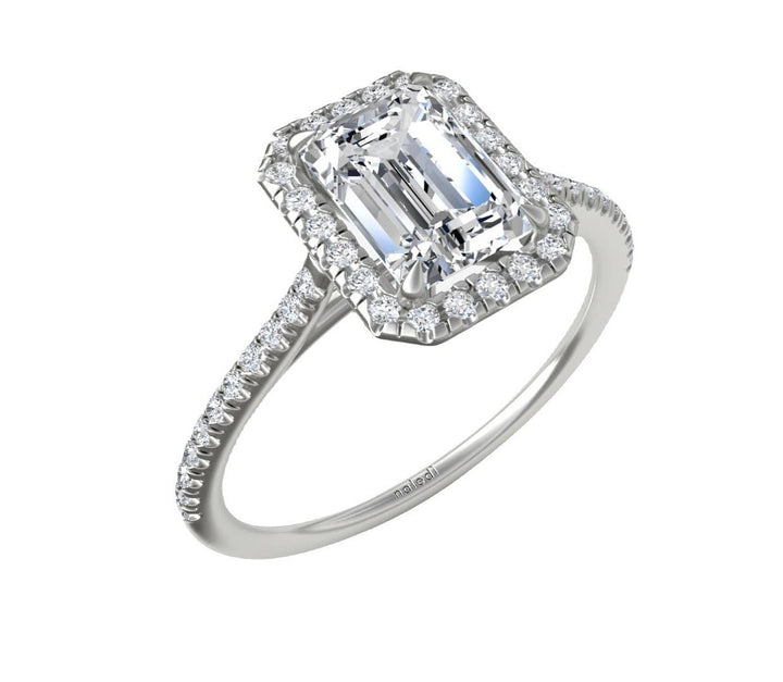 Rectangular Halo Diamond Engagement Ring